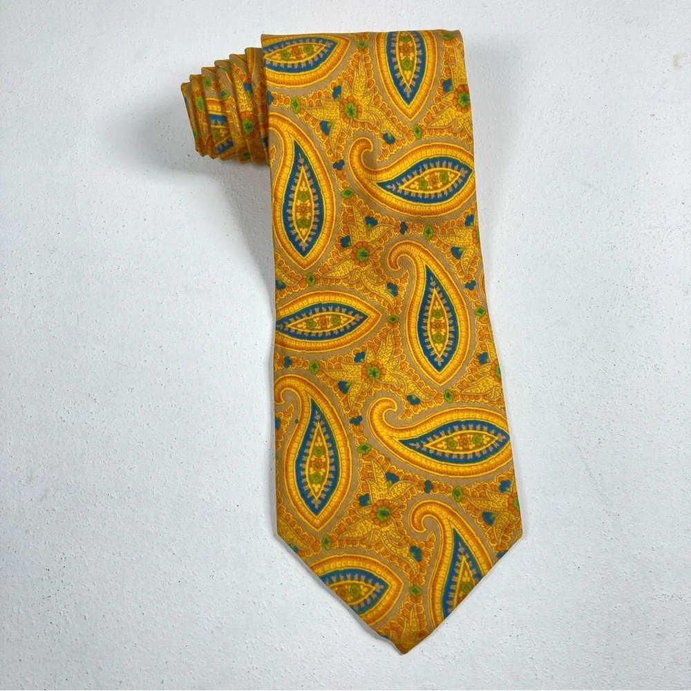 Brittania Men's Paisley Necktie Silk Gold One Size WPL 2555
